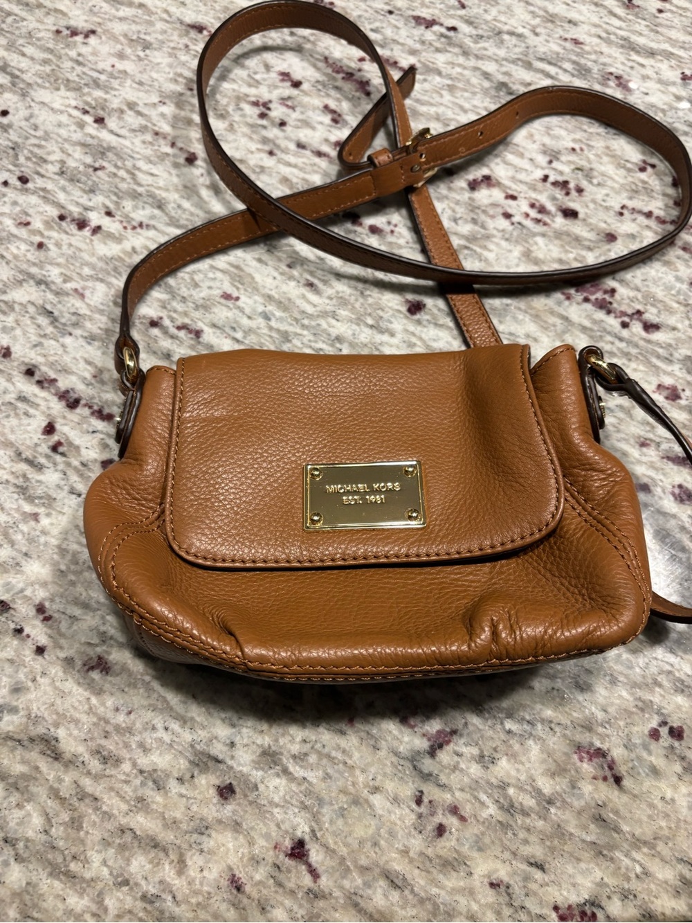 Michael Kors Caramel Brown Pebbled Leather Crossbody